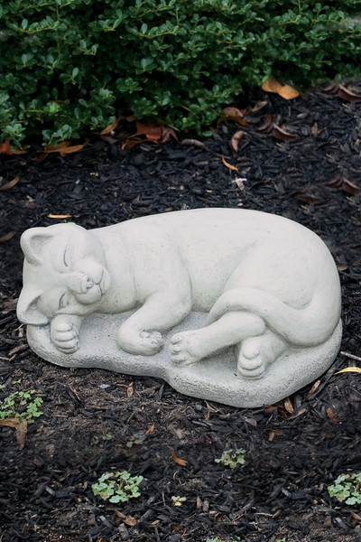 Memorial garden statue of a cuddy sleep cat sculpture cement lasting